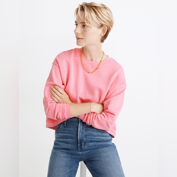 Like New Madewell Garment dyed bubblegum pink cropped sweatshirt size XS - Picture 6 of 10